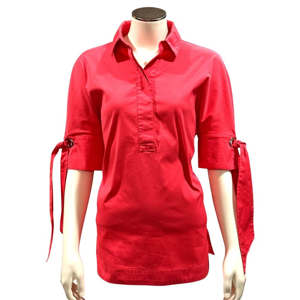 Chicos Poplin Bow and Grommet Detail Tunic